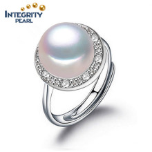 Pearl Ring Design Anillos de perlas de moda 925 de plata 8-9mm AAA botón de perlas diseños de anillo para las mujeres
